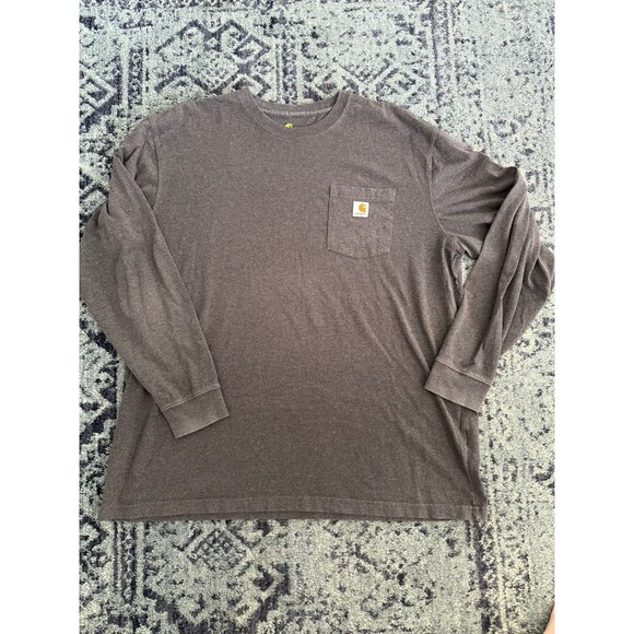 Carhartt T Shirt Mens XXL Original Fit Grey Long Sleeve Pocket Tee K126 Workwear - Picture 1 of 7